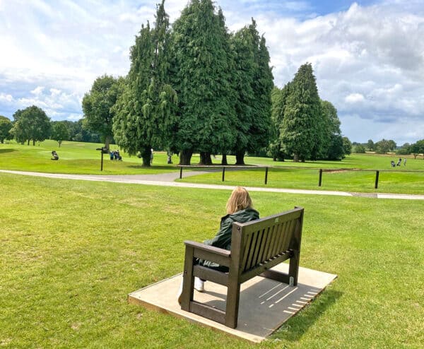 Dale memorial seat made from recycled plastic waste lovely position at Breadsall Priory Golf Club