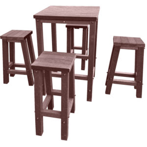 TDP Recycled plastic Poser table and square chairs in Brown
