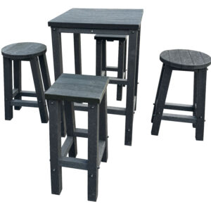 TDP Recycled plastic Poseur with two round stool and two square stool in black