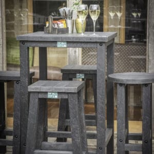 TDP Recycled Plastic Poser table with stools in black - 6 - Aug 2024